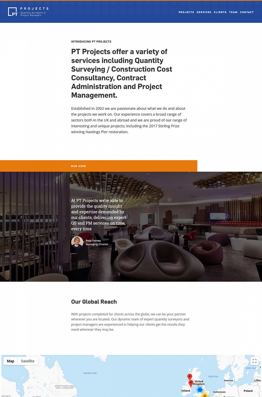 PT Projects capturas de pantalla de diseño web responsive