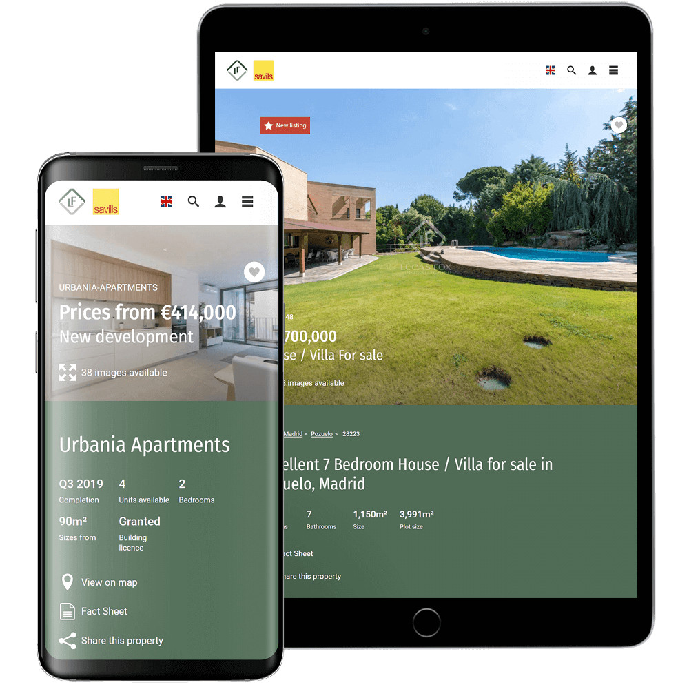 Lucas Fox International Properties capturas de pantalla de diseño web responsive